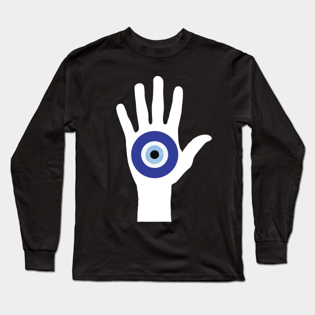 Hand of Hamsa Evil Eye Long Sleeve T-Shirt by livania